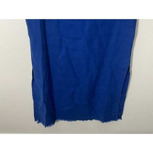 Desert Veil Blue Linen Kaftan Dress With Pockets Size Medium - Picture 3 of 11